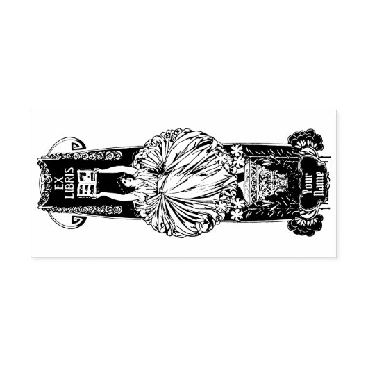  Art Nouveau Ex Libris Vrouw Sjabloon Rubberstempel (Afrduk)