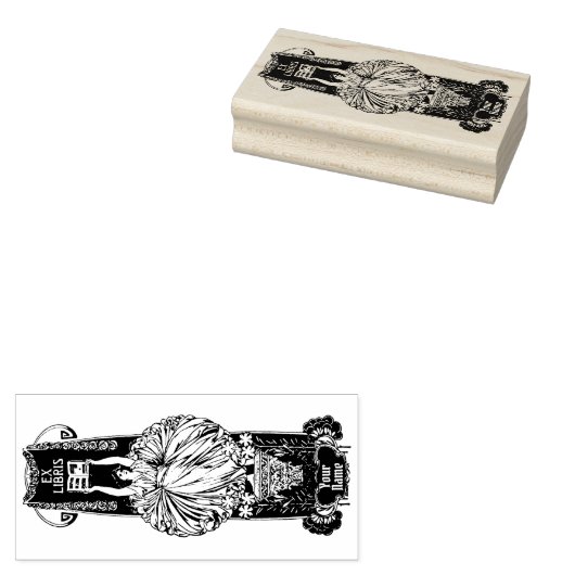 Art Nouveau Ex Libris Vrouw Sjabloon Rubberstempel (Gestempeld)