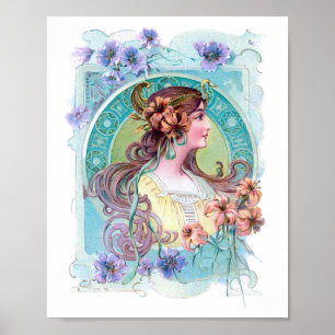  Art Nouveau Exotic Lady Poster