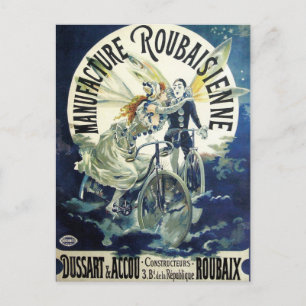  Art Nouveau Fairies, Pierrot Bicycle Moon Briefkaart