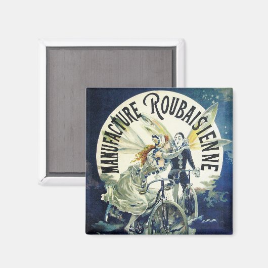 Art Nouveau Fairies, Pierrot Bicycle Moon Magneet (Voorkant / Achterkant)