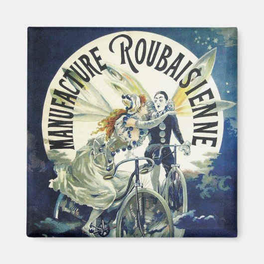  Art Nouveau Fairies, Pierrot Bicycle Moon Magneet (Voorkant)