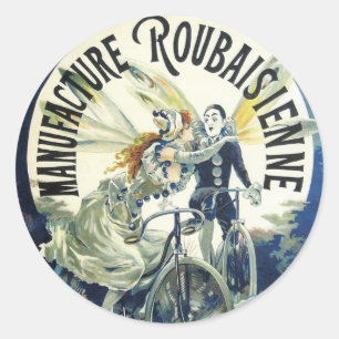  Art Nouveau Fairies, Pierrot Bicycle Moon Ronde Sticker