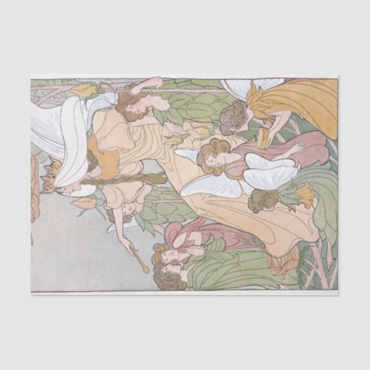 Art Nouveau Fairy Queen Moeder Kinderen Decoupage Tissuepapier (Voorkant)