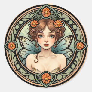 Art Nouveau Fairy Ronde Sticker