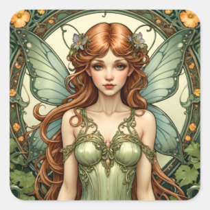 Art Nouveau Fairy Vierkante Sticker