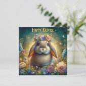 Art Nouveau Fantasy Art Lop Verdiend Konijntje Pas Feestdagenkaart (Staand voorkant)