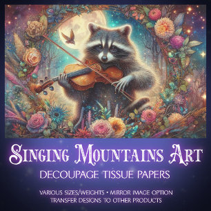 Art Nouveau Fantasy Forest Wasbeer Decoupage Tissuepapier