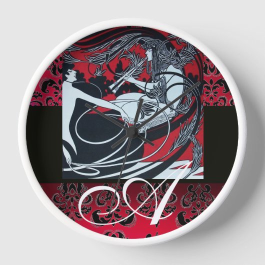 ART NOUVEAU FAUN Red Burgundy, Black Damask (Voorkant)