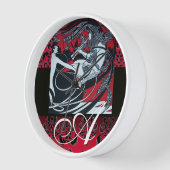 ART NOUVEAU FAUN Red Burgundy, Black Damask (Hoek)
