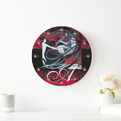 ART NOUVEAU FAUN Red Burgundy, Black Damask Grote Klok (Huis)