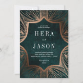 Art Nouveau faux brons en donkergroen uitnodiging (Voorkant)