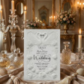 Art Nouveau Faux Embossed Swan Wedding Kaart