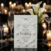 Art Nouveau Faux Embossed Swan Wedding Kaart