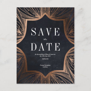 Art Nouveau faux gold Wedding Save the Date Briefkaart