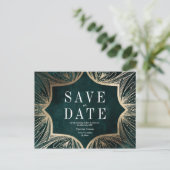 Art Nouveau faux gold Wedding Save the DATE Briefkaart (Staand voorkant)