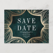 Art Nouveau faux gold Wedding Save the DATE Briefkaart (Voorkant)