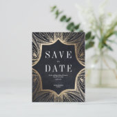 Art Nouveau faux Gold Wedding Save the Date Card Briefkaart (Staand voorkant)
