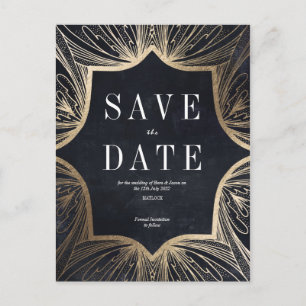 Art Nouveau faux Gold Wedding Save the Date Card Briefkaart