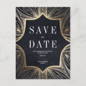 Art Nouveau faux Gold Wedding Save the Date Card Briefkaart (Voorkant)