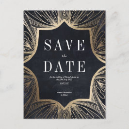 Art Nouveau faux Gold Wedding Save the Date Card Briefkaart
