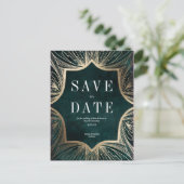 Art Nouveau faux Gold Wedding Save the Date Card Briefkaart (Staand voorkant)