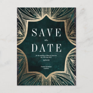 Art Nouveau faux Gold Wedding Save the Date Card Briefkaart