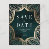 Art Nouveau faux Gold Wedding Save the Date Card Briefkaart (Voorkant)