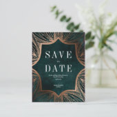 Art Nouveau faux Gold Wedding Save the Date Card Briefkaart (Staand voorkant)