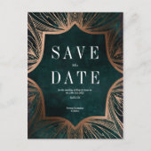 Art Nouveau faux Gold Wedding Save the Date Card Briefkaart (Voorkant)