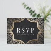 Art Nouveau faux gouden bruiloft RSVP-kaart, RSVP Kaartje (Staand voorkant)