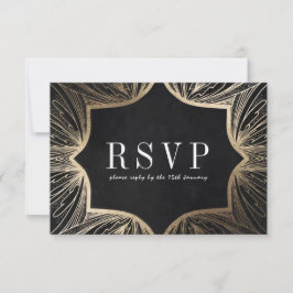 Art Nouveau faux gouden bruiloft RSVP-kaart, RSVP Kaartje