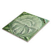 Art nouveau faux jugendstil bloem tegel groen tegeltje (Zijkant)