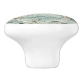 Art Nouveau Faux Relief Dolfijnen Mint Blauw & Wit Keramische Knop (Zijkant)
