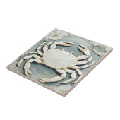 Art Nouveau Faux Relief Dusty Blue Ocean Zee Crab Tegeltje (Zijkant)