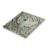 Art Nouveau Faux Relief Left Bird Pastel Mint Tegeltje (Zijkant)
