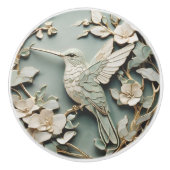 Art Nouveau Faux Relief Left Hummingbird Bird Mint Keramische Knop (Voorkant)