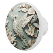 Art Nouveau Faux Relief Left Hummingbird Bird Mint Keramische Knop (Rechts)