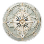 Art Nouveau Faux Relief Nautisch Kompas Roos Keramische Knop (Voorkant)