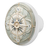 Art Nouveau Faux Relief Nautisch Kompas Roos Keramische Knop (Rechts)