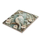 Art Nouveau Faux Relief Nuthatch Vogel Links tegen Tegeltje (Zijkant)