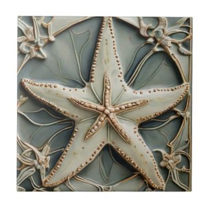 Art Nouveau Faux Relief Ocean Starfish Zee Star Tegeltje