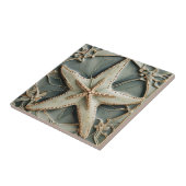 Art Nouveau Faux Relief Ocean Starfish Zee Star Tegeltje (Zijkant)