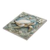Art Nouveau Faux Relief Ocean Zee Schildpad Rechts Tegeltje (Zijkant)
