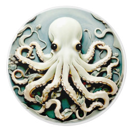 Art Nouveau Faux Relief Octopus - Ocean Zee Life Keramische Knop