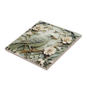 Art Nouveau Faux Relief Right Blackbird Bird Mint Tegeltje (Zijkant)