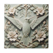 Art Nouveau Faux Relief Right Hummingbird Tegeltje (Voorkant)