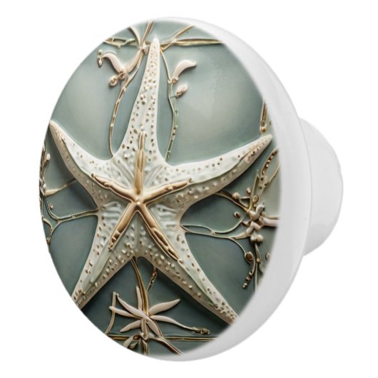 Art Nouveau Faux Relief Starfish Zee Star Marine Keramische Knop (Rechts)