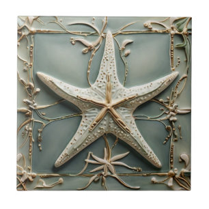 Art Nouveau Faux Relief Starfish Zee Star Marine Tegeltje