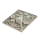 Art Nouveau Faux Relief Vogelbloesems Mint Tegeltje (Zijkant)